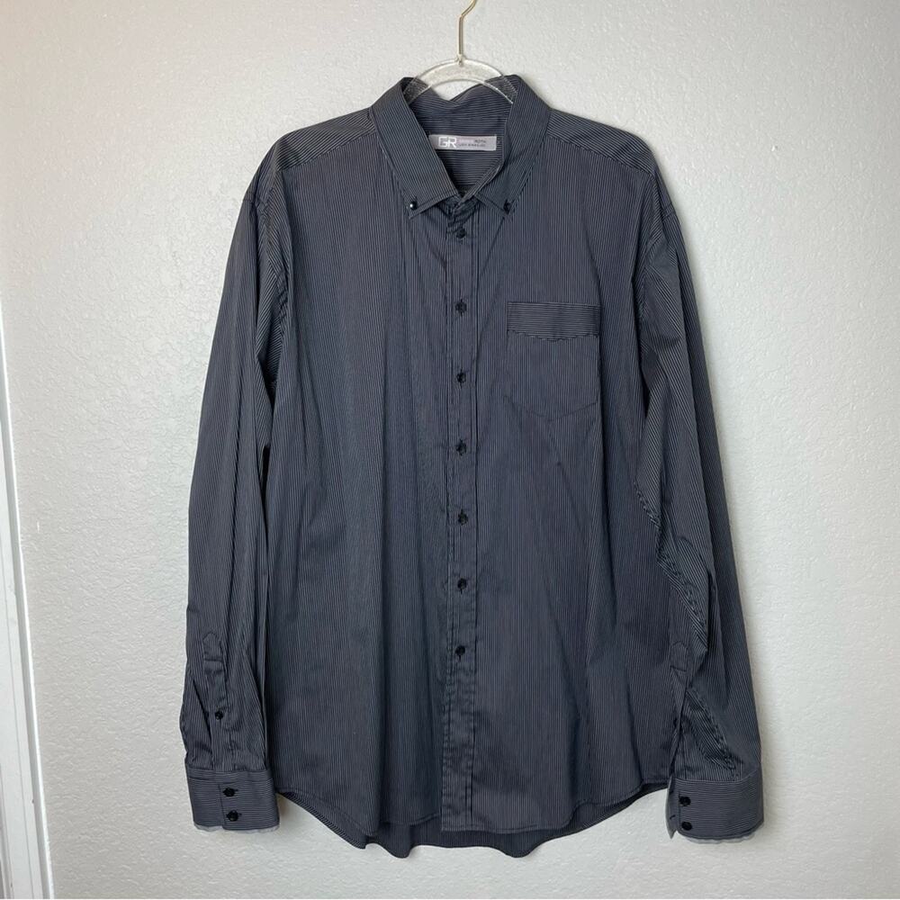 GEORG ROTH Men's Classic Black Thin Striped Button-Up Shirt Size XXXL
